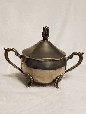 Vintage Antique Silver Plated Sugar Bowl with lid